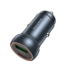Incarcator auto Fast Charge 30W dual port Borofone, gri, BZ32A