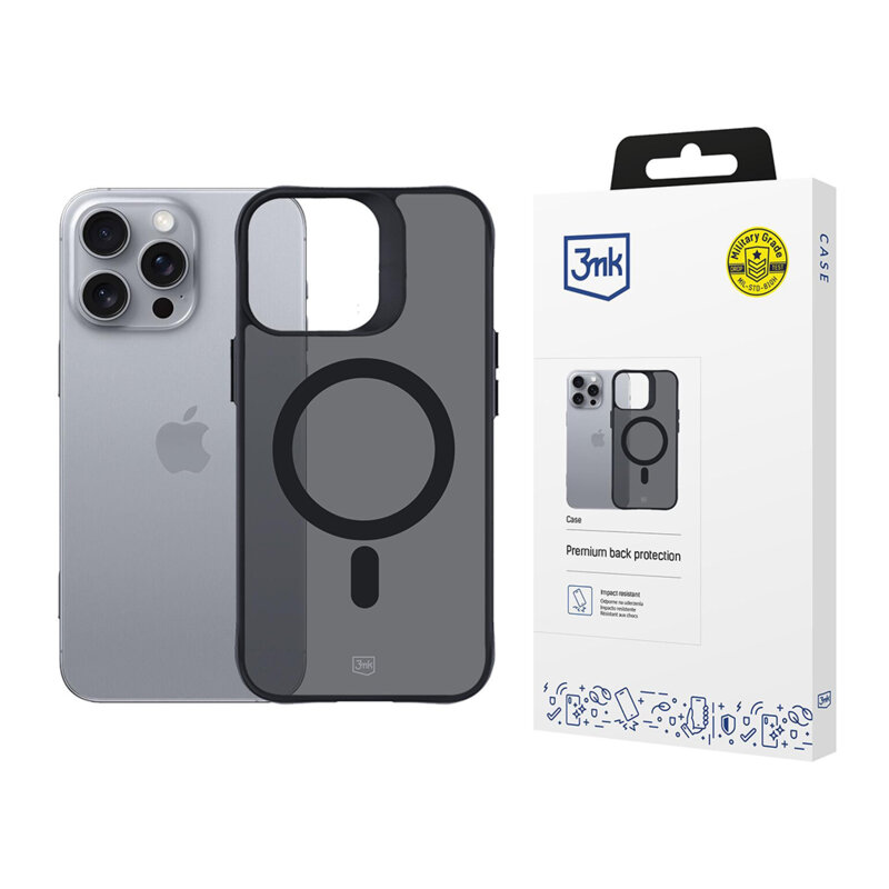 Husa iPhone 16 Pro Max premium 3mk Smoke MagCase, negru