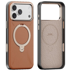 Husa iPhone 17 Pro Max Torras QPRO Leather Series, maro