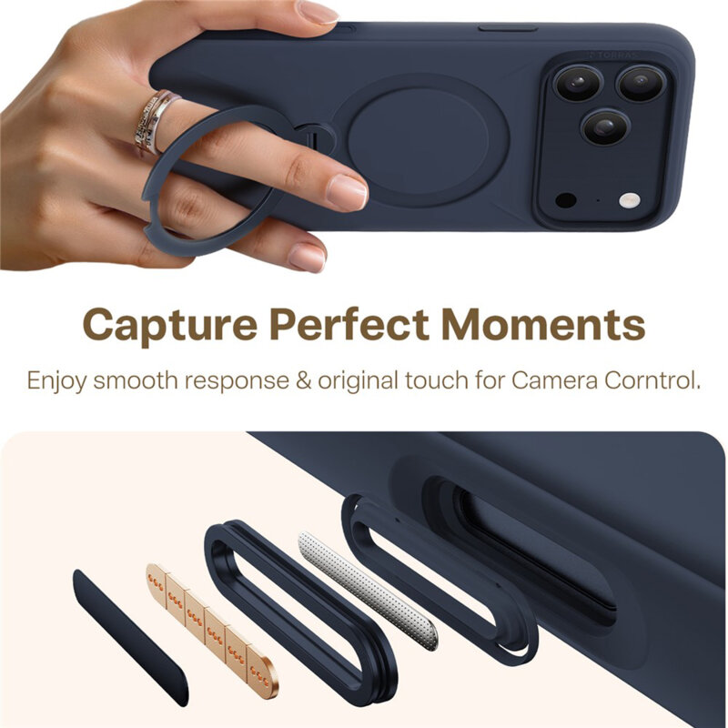 Husa iPhone 17 Pro Torras QPRO Silicone Series, albastru