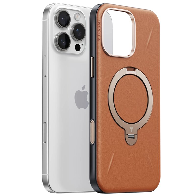 Husa iPhone 17 Pro Max Torras QPRO Leather Series, maro