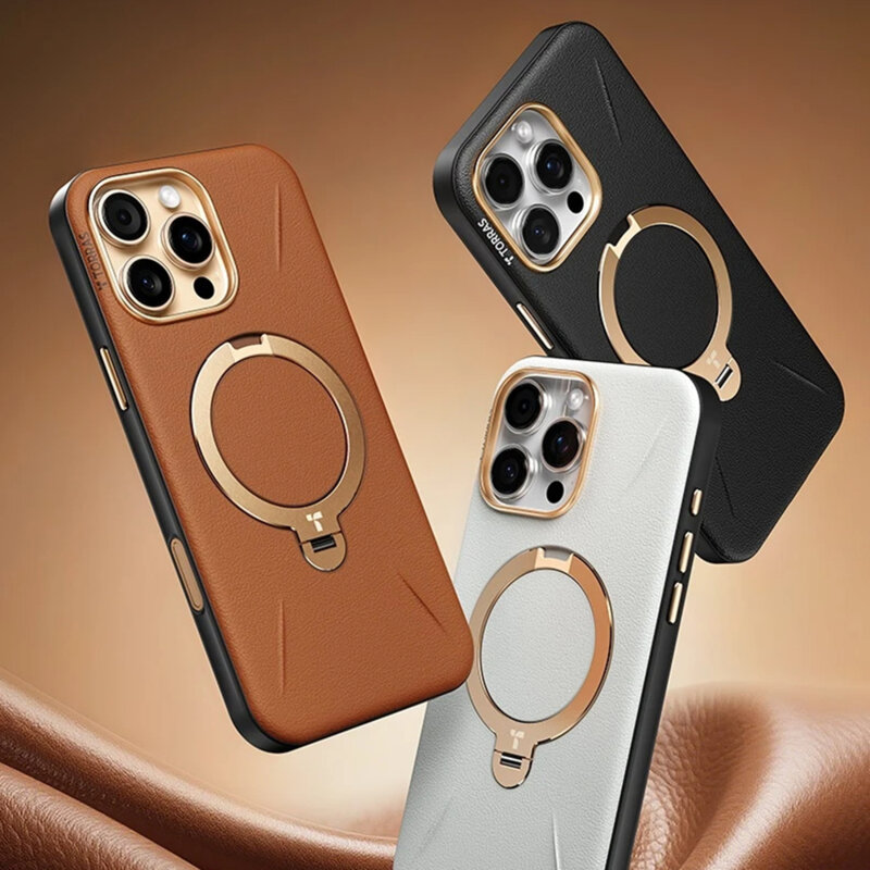 Husa iPhone 17 Pro Max Torras QPRO Leather Series, maro