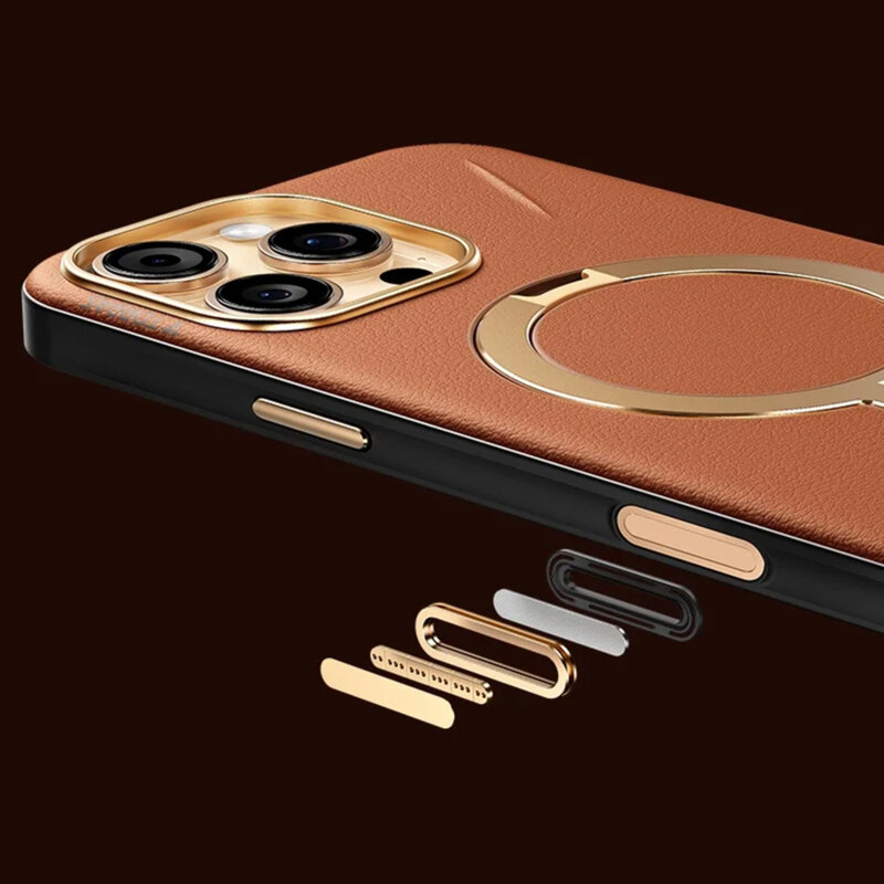 Husa iPhone 17 Pro Torras QPRO Leather Series, maro