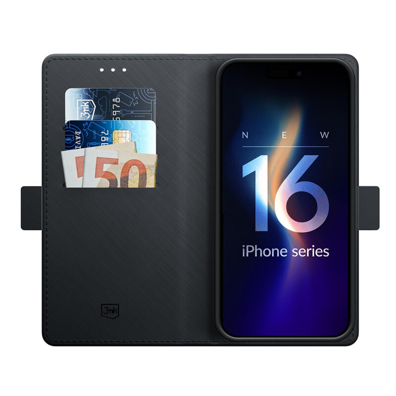 Husa iPhone 16 Pro 3mk Wallet Case, negru