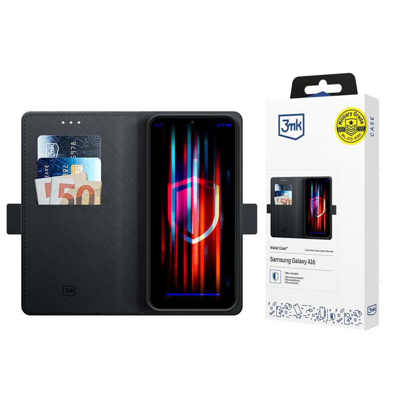 Husa Samsung Galaxy A16 5G 3mk Wallet Case, negru