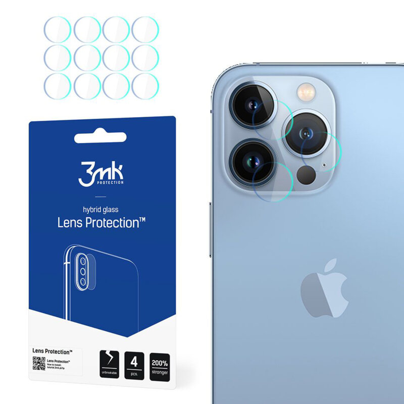 [Pachet 4x] Folie iPhone 13 Pro Max 3mk Lens Protection, transparenta