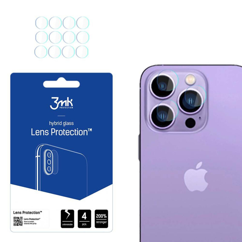 [Pachet 4x] Folie iPhone 14 Pro Max 3mk Lens Protection, transparenta