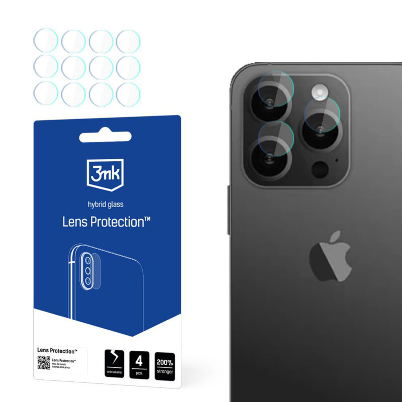 [Pachet 4x] Folie iPhone 15 Pro Max 3mk Lens Protection, transparenta
