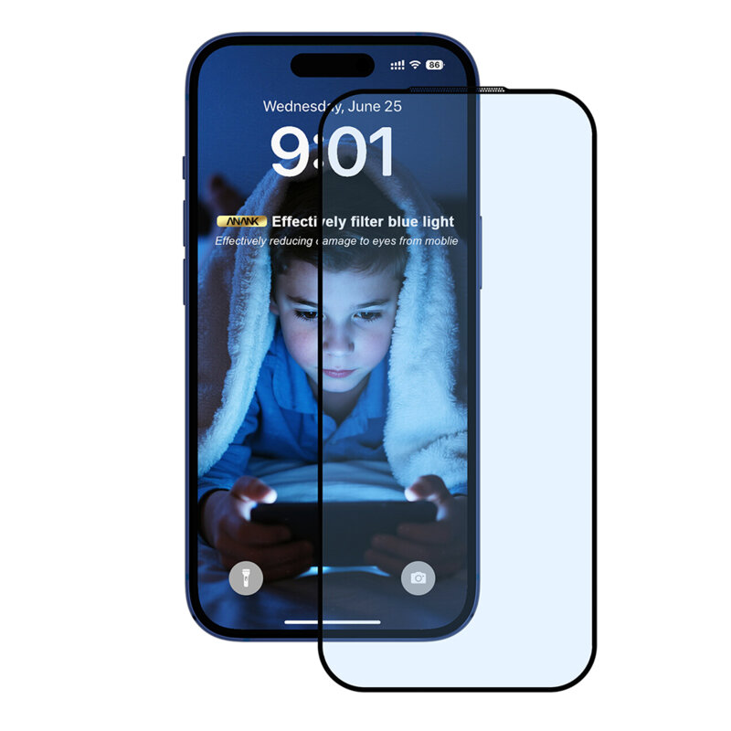 Folie sticla iPhone 17 Pro Max ANANK 2.5D 5X Reinforced Anti-blue Light Screen Protector, negru