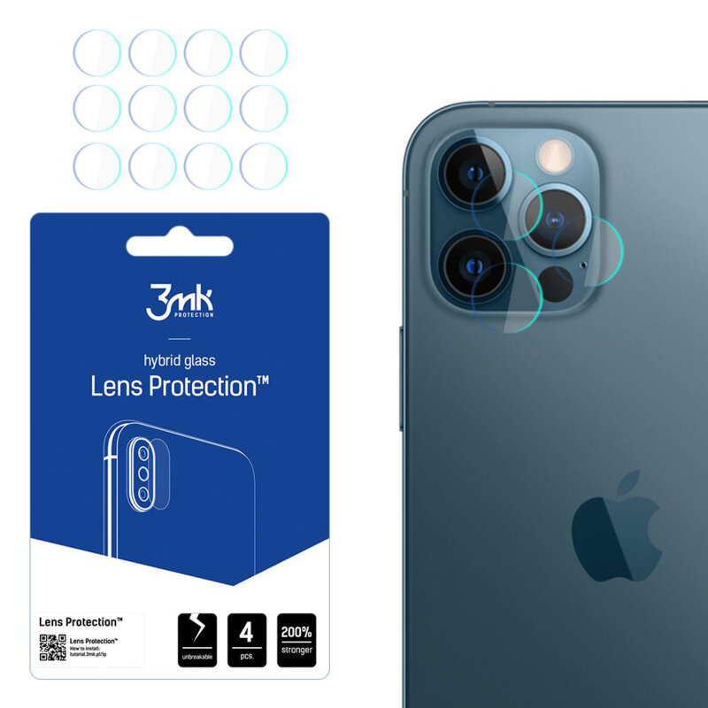 [Pachet 4x] Folie iPhone 12 Pro 3mk Lens Protection, transparenta