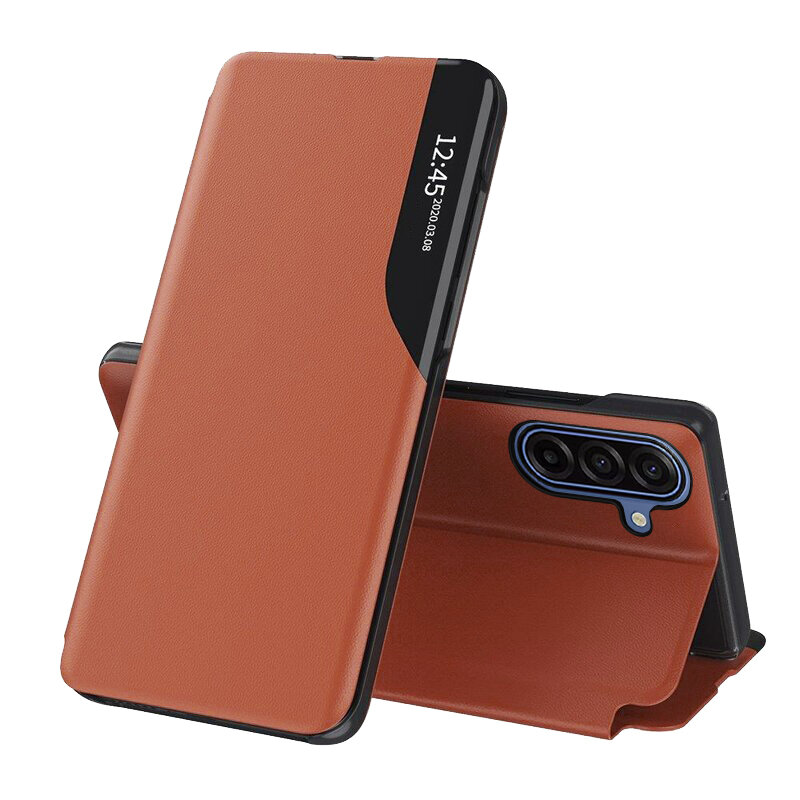 Husa Samsung Galaxy A17 5G Eco Leather View flip tip carte, portocaliu