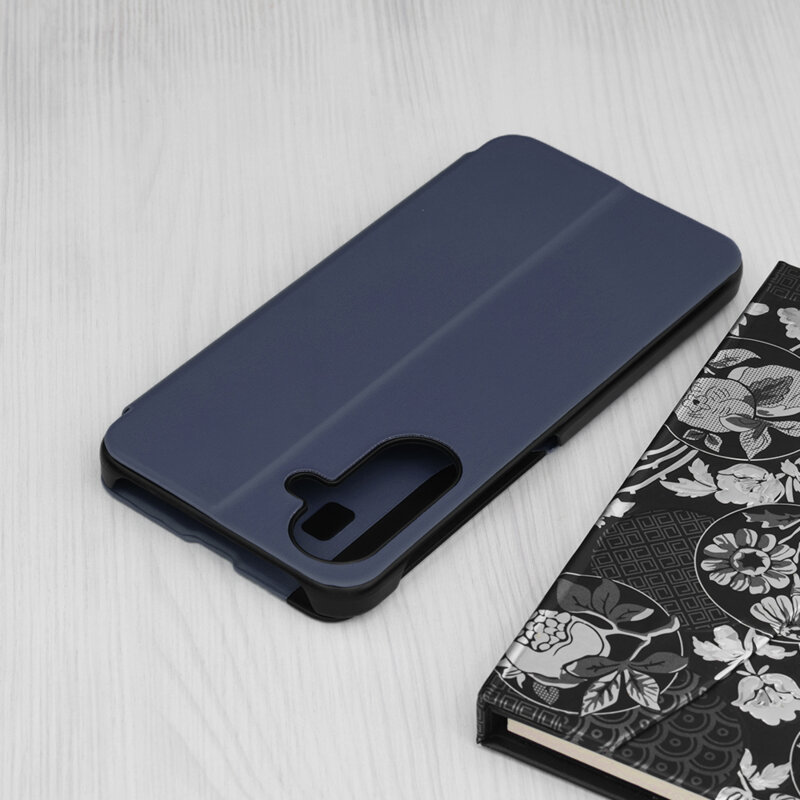 Husa Samsung Galaxy A17 5G Eco Leather View flip tip carte, albastru