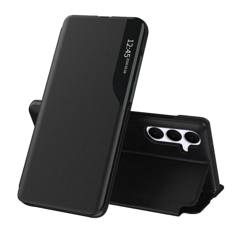 Husa Samsung Galaxy S25 FE Eco Leather View flip tip carte, negru