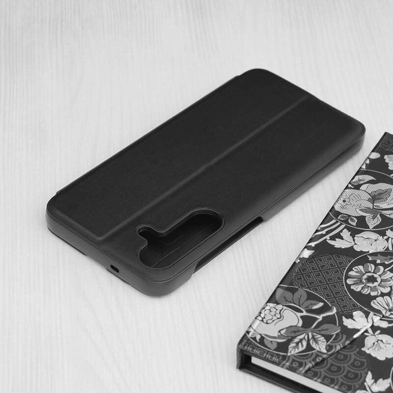 Husa Samsung Galaxy S25 FE Eco Leather View flip tip carte, negru