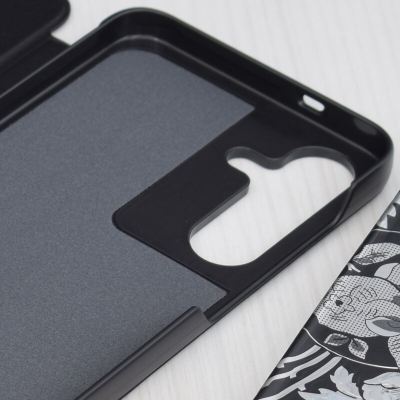 Husa Samsung Galaxy S25 FE Eco Leather View flip tip carte, negru