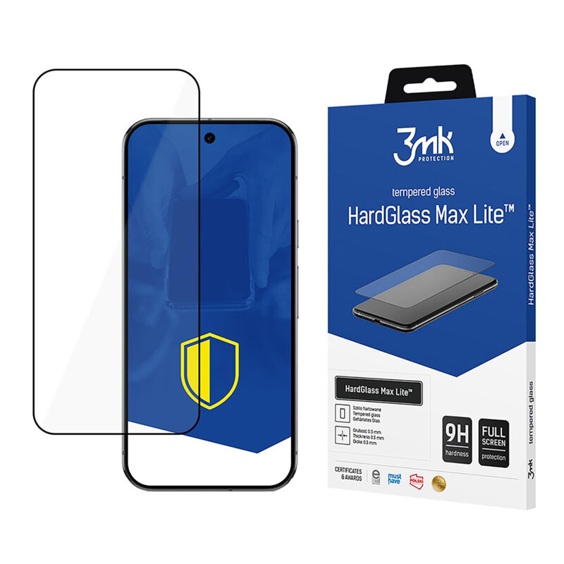 Folie sticla Google Pixel 9 Pro XL 3mk HardGlass Max Lite, negru