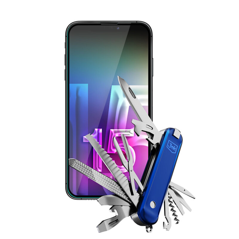 Folie sticla iPhone 15 3mk HardGlass Max Lite, negru