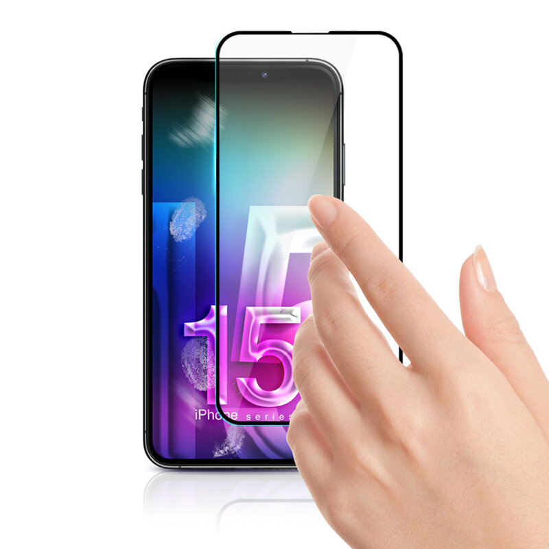 Folie sticla iPhone 16 3mk HardGlass Tempered Screen Protector, negru