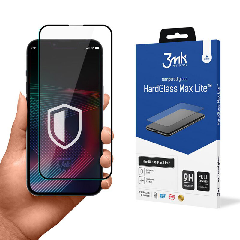 Folie sticla iPhone 13 3mk HardGlass Max Lite, negru