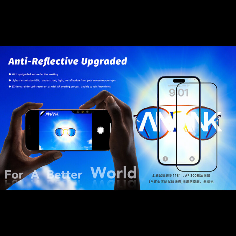 Folie sticla iPhone 17 Pro Max ANANK 2.5D Anti-reflection Screen Protector, negru