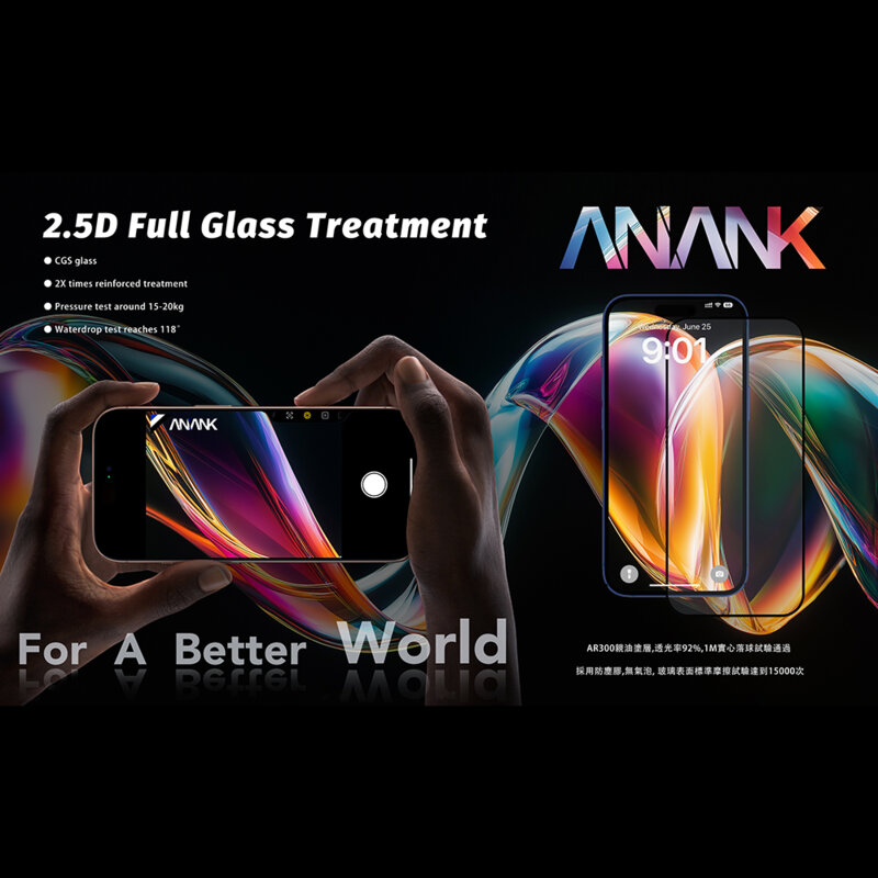 Folie sticla iPhone 17 Air ANANK 2.5D 5X Reinforced Full Glass Screen Protector, negru