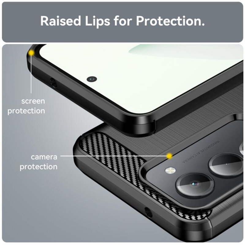 Husa Xiaomi Redmi 15 5G Techsuit Carbon Silicone, negru