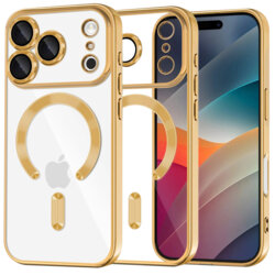 Husa premium iPhone 17 Pro Techsuit Luxury Crystal MagSafe, auriu
