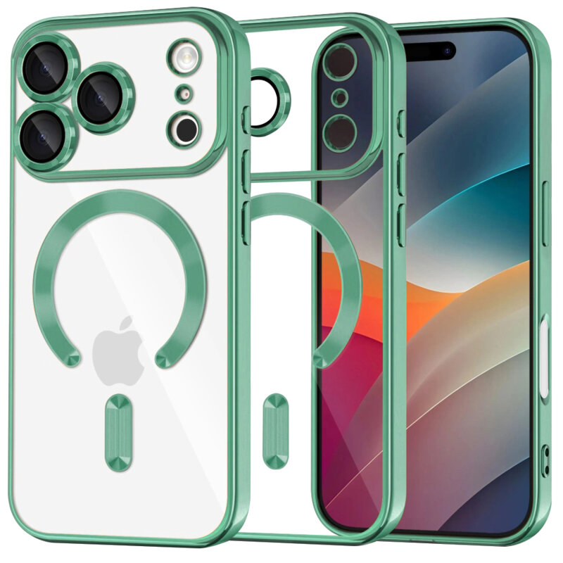 Husa premium iPhone 17 Pro Techsuit Luxury Crystal MagSafe, verde deschis