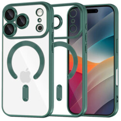 Husa premium iPhone 17 Pro Max Techsuit Luxury Crystal MagSafe, verde inchis