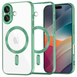 Husa premium iPhone 17 Techsuit Luxury Crystal MagSafe, verde deschis