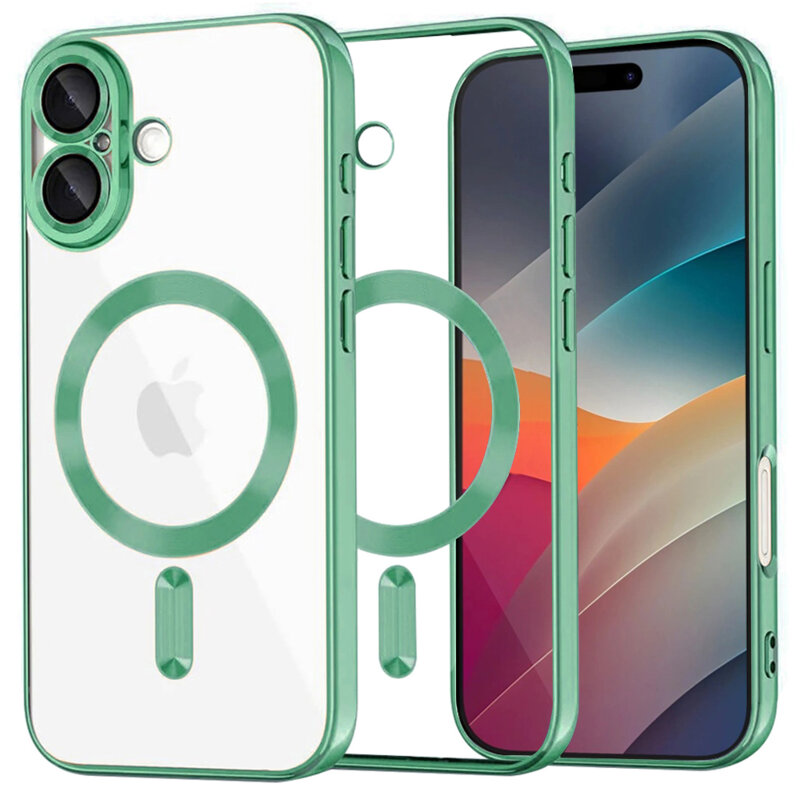 Husa premium iPhone 17 Techsuit Luxury Crystal MagSafe, verde deschis