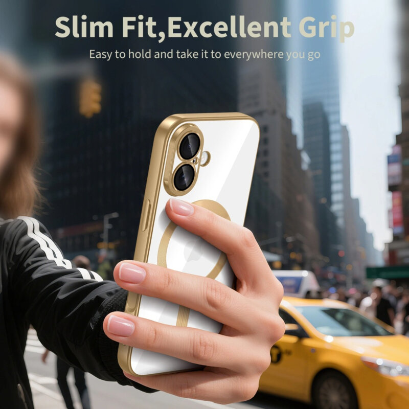 Husa premium iPhone 17 Techsuit Luxury Crystal MagSafe, roz