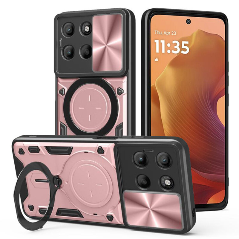 Husa Motorola Moto G15 Power Techsuit CamGuard Pro, roz auriu