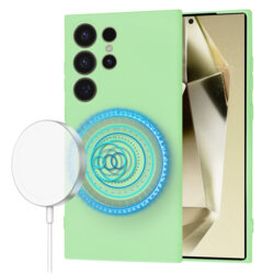 Husa silicon Samsung Galaxy S24 Ultra Techsuit SoftFlex MagSafe, verde deschis
