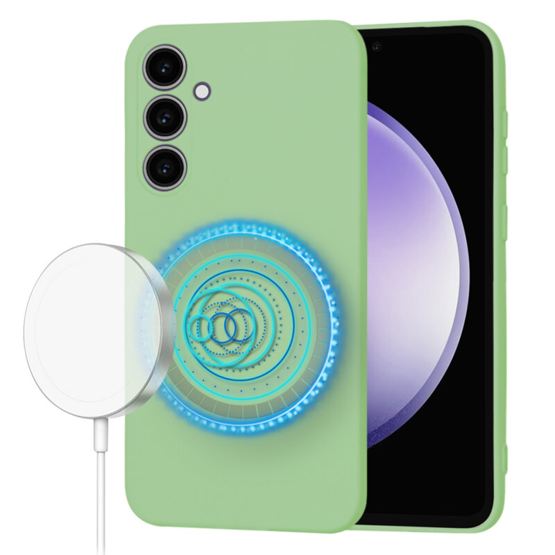 Husa silicon Samsung Galaxy S23 FE Techsuit SoftFlex MagSafe, verde deschis