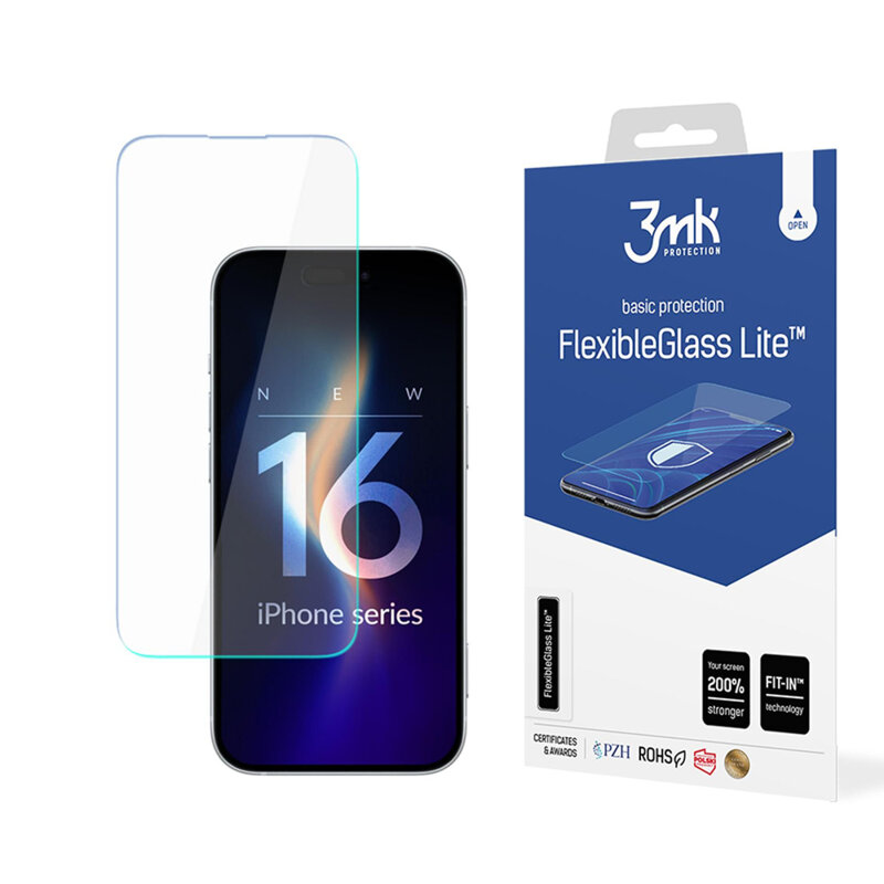 Folie iPhone 16 3mk FlexibleGlass Lite, transparenta