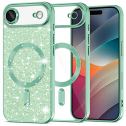 Husa premium iPhone 17 Air Techsuit Luxury Glitter MagSafe, verde deschis