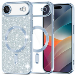 Husa premium iPhone 17 Air Techsuit Luxury Glitter MagSafe, bleu