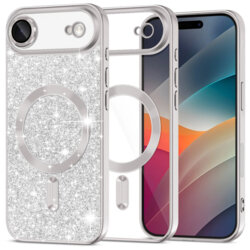 Husa premium iPhone 17 Air Techsuit Luxury Glitter MagSafe, argintiu