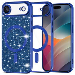 Husa premium iPhone 17 Air Techsuit Luxury Glitter MagSafe, albastru