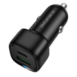 Incarcator auto dual port USB, Type-C 38W Borofone Cloud, BZ34B, negru
