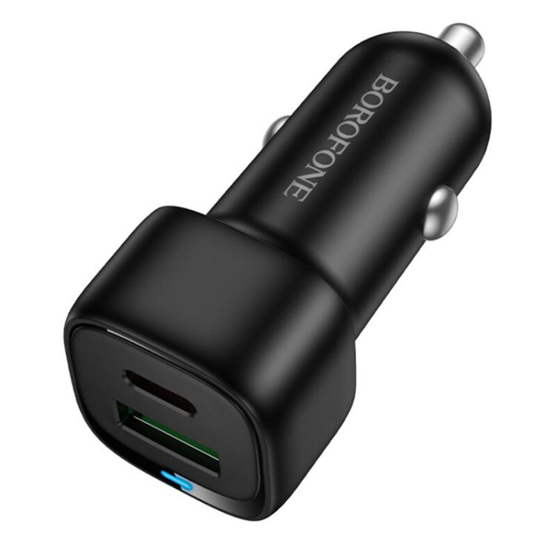 Incarcator auto dual port USB, Type-C 38W Borofone Cloud, BZ34B, negru
