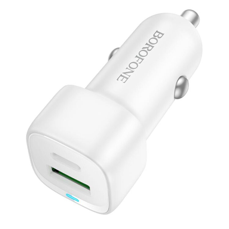 Incarcator auto dual port USB, Type-C 38W Borofone Cloud, BZ34B, alb