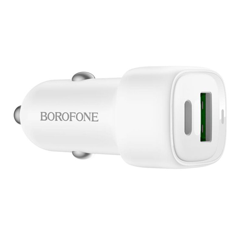 Incarcator auto dual port USB, Type-C 38W Borofone Cloud, BZ34B, alb