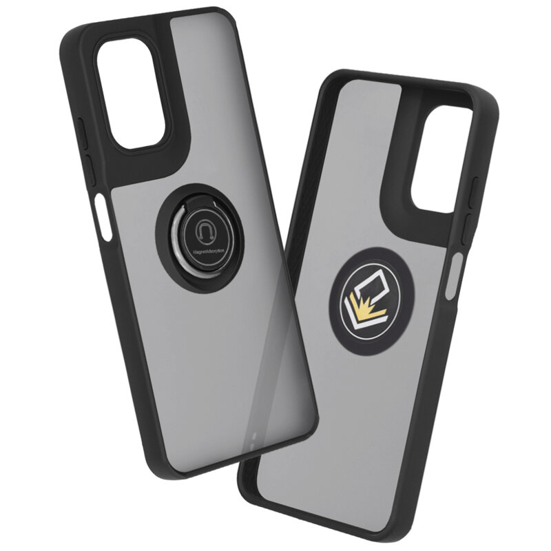 Husa Motorola Moto E15 Techsuit Glinth cu inel suport stand magnetic, negru