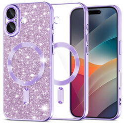 Husa premium iPhone 17 Techsuit Luxury Glitter MagSafe, mov deschis