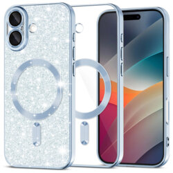 Husa premium iPhone 17 Techsuit Luxury Glitter MagSafe, bleu