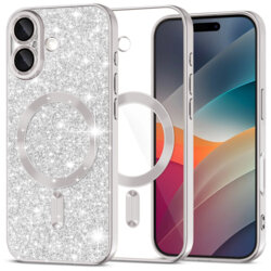 Husa premium iPhone 17 Techsuit Luxury Glitter MagSafe, argintiu