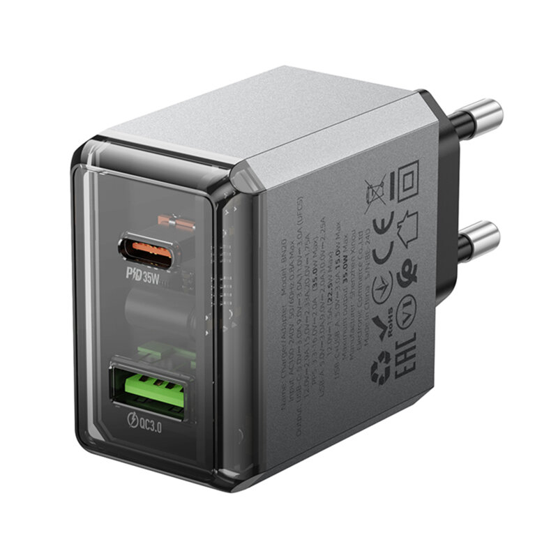 Incarcator priza dual port USB-A/C PD35W, Borofone Lena, BN20
