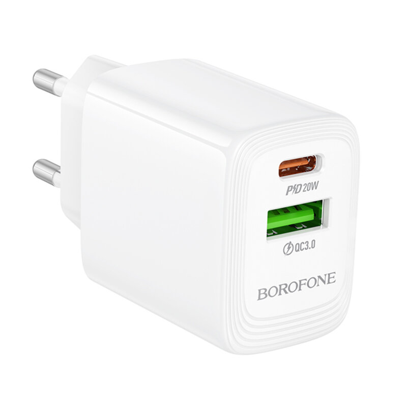 Incarcator priza dual port GaN PD20W, Borofone Fuente, BN27